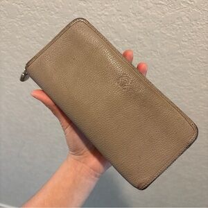 Loewe Women's Leather Taupe Long Zip Wallet